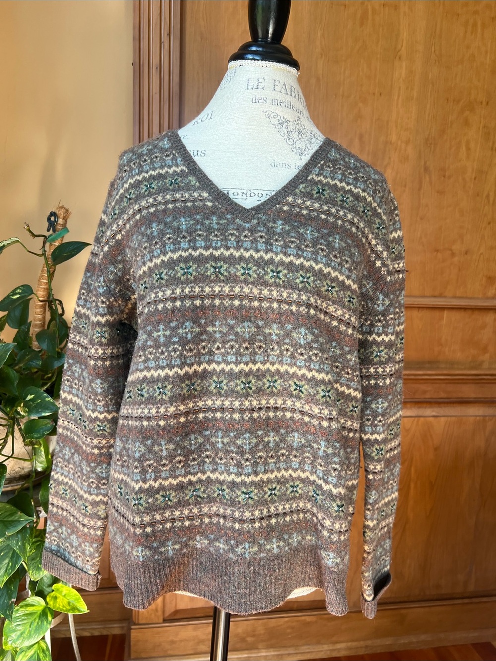 Lambswool Fair Isle Sweater earthtones women’s large